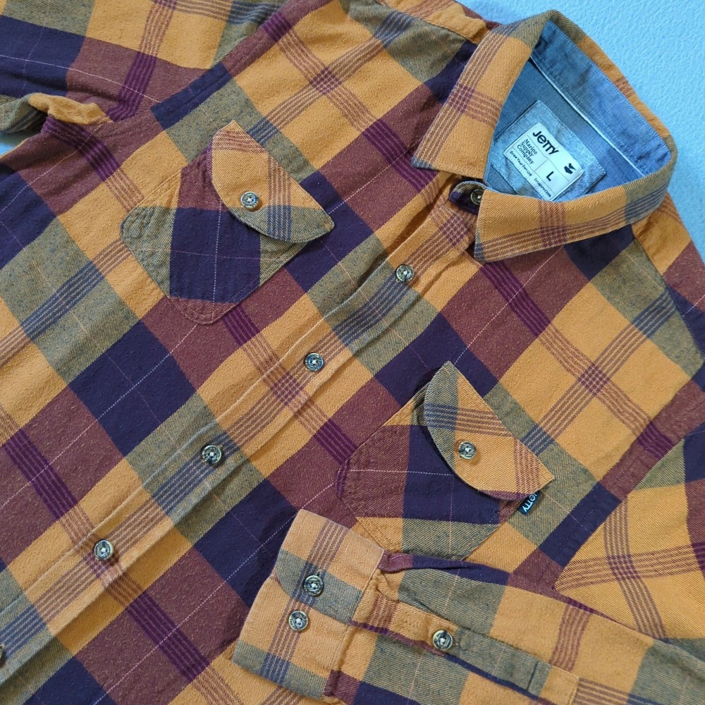Jetty Marine Supply Company Plaid‎ Flannel Button Up Shirt Men's Large